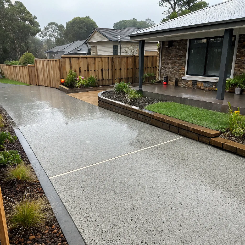 Epoxy-coated residential driveway on an Australian property