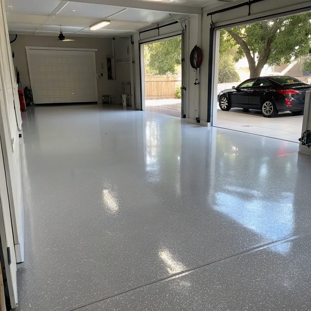Finished epoxy coated garage floor Hobart after professional crack repair