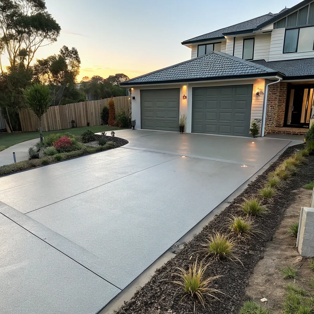 Freshly epoxy-coated residential driveway