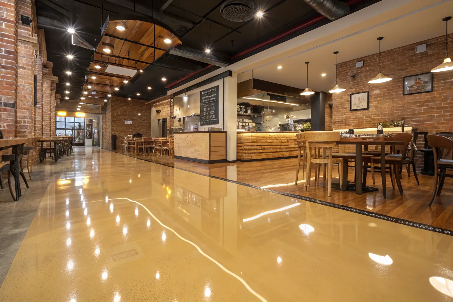 High gloss polished epoxy overlay and topping finish