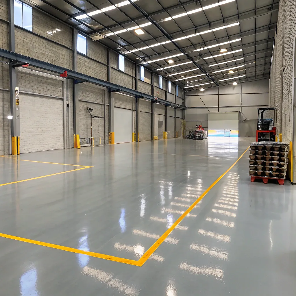Large Australian commercial warehouse floor coated with epoxy