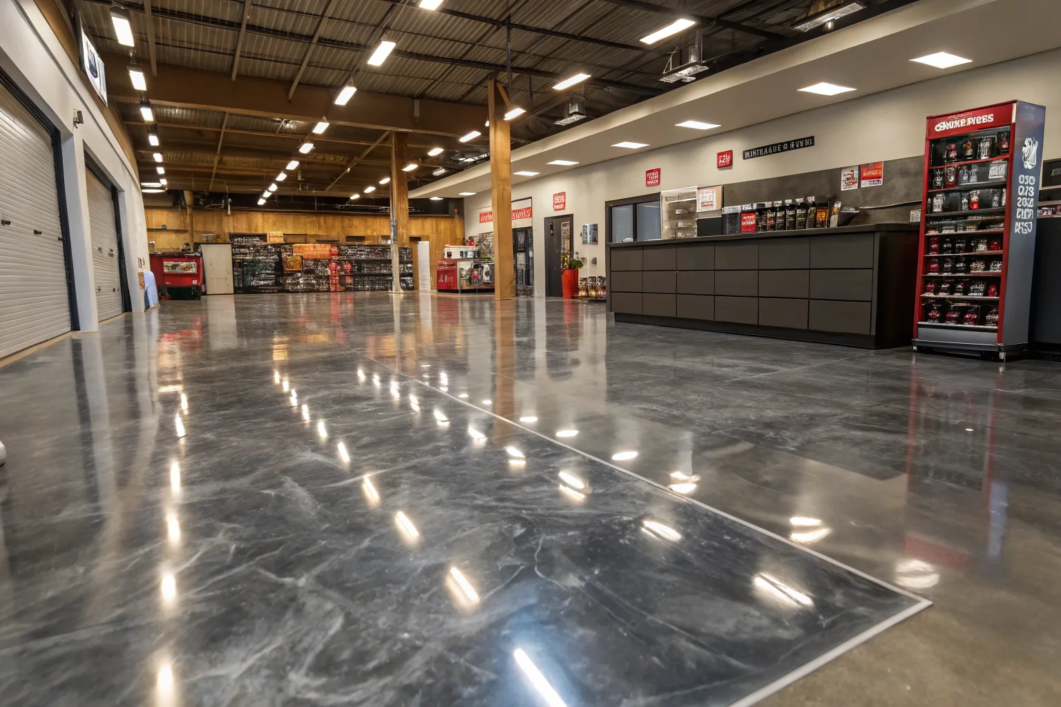 Metallic epoxy floor in an operational Hobart retail space