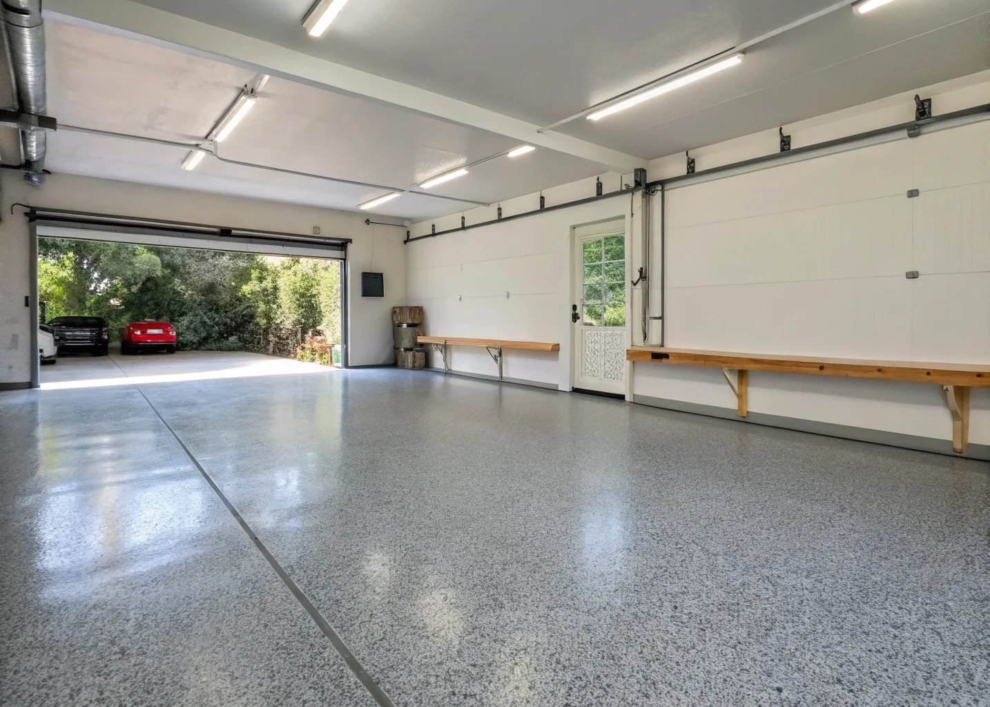 Non-slip epoxy floor coating applied to a residential garage floor in Hobart
