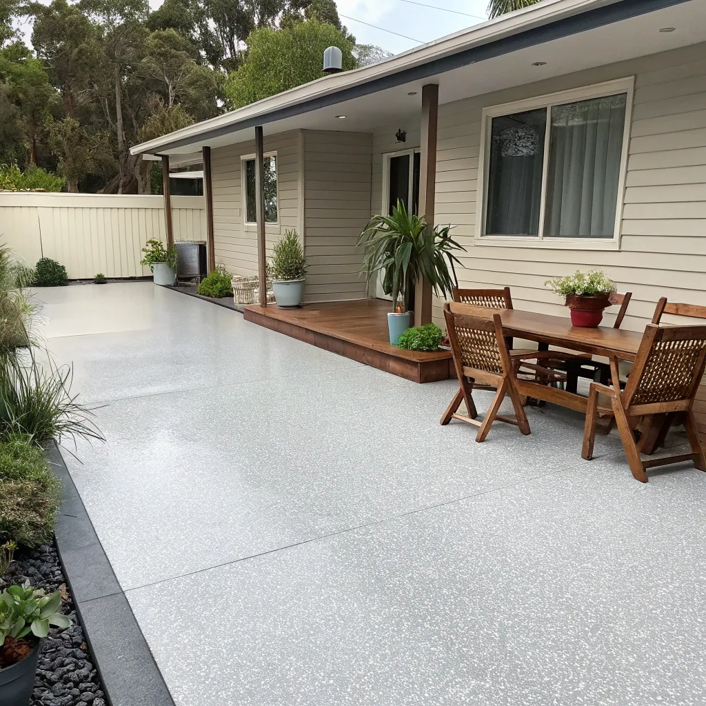 patio epoxy coating Hobart residential outdoor entertaining area with flake finish
